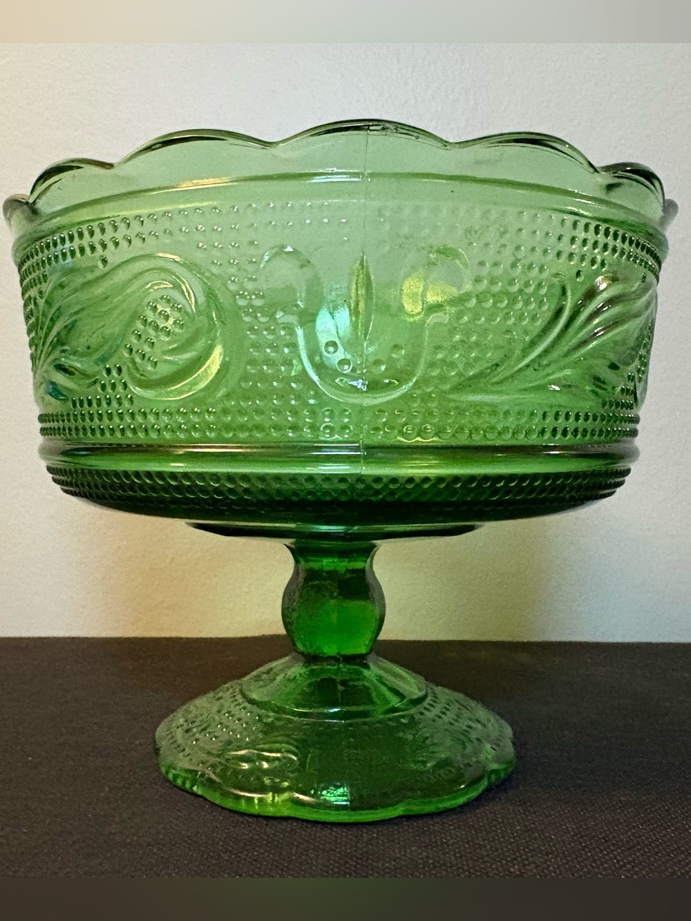 EO Brody Emerald Green Compote Pedestal Candy Dish